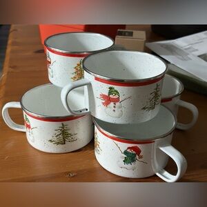 Enamel Christmas Chili Soup Mugs